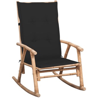 Bujany fotel bambusowy z czarną poduszką - Bamsa