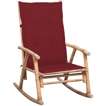 Bujany fotel bambusowy z bordową poduszką - Bamsa