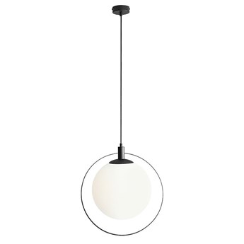 Lampa wisząca pojedyncza - kula mleczna, (ramka czarna) 1xE27, Aldex (Aura)1049G1