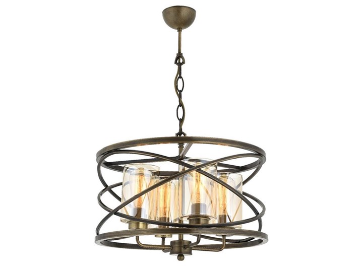 Żyrandol - patynowe okręgi, lampa wisząca 4xE27, Avonni AV-1590-4E Szkło Lampa z kloszem Metal Ilość źródeł światła 4 źródła