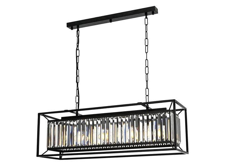 Nowoczesna lampa wisząca na listwie - czarny szklany żyrandol 4xE27, Avonni AV-1667-4Y-BSY Kryształ Lampa z kryształkami Szkło Metal Pomieszczenie Sypialnia