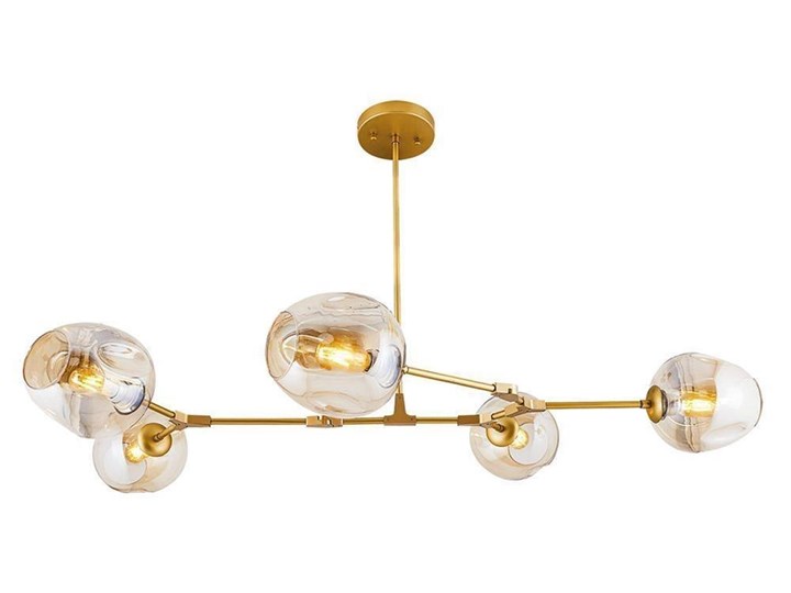Szklana lampa wisząca - pozioma, 5 kloszy Ozcan, 4023-5Y złoty Lampa z kloszem Szkło Metal Ilość źródeł światła 5 źródeł