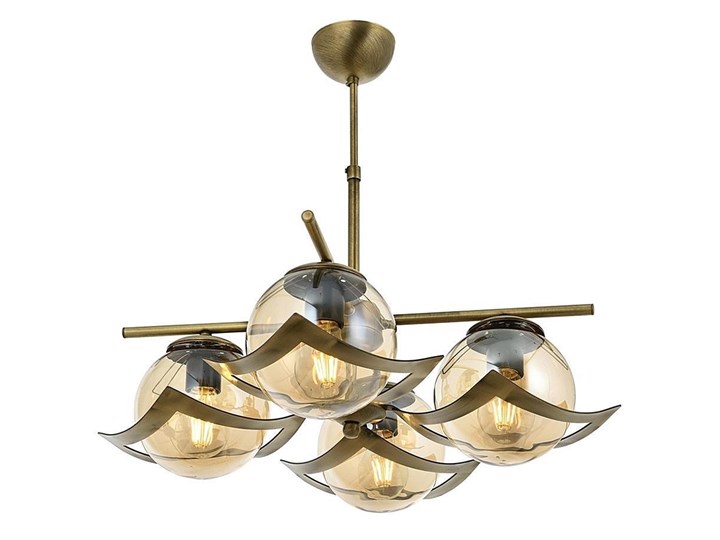 Poczwórna lampa wisząca - patynowy żyrandol 4xE27, Avonni AV-4117-4E Lampa z kloszem Szkło Metal Pomieszczenie Jadalnia