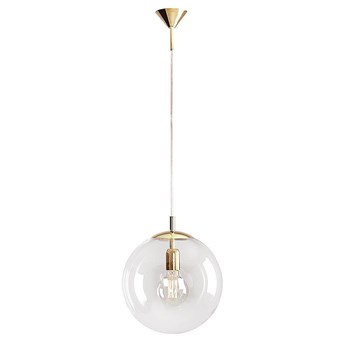Szklana lampa wisząca, pojedyncza przezroczysta kula 1xE27 (złote zawiesie) Aldex (Globus) 562G10