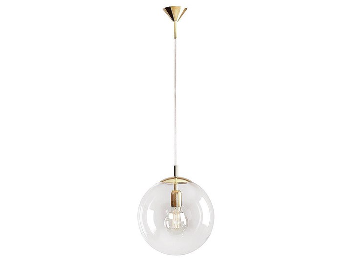 Szklana lampa wisząca, pojedyncza przezroczysta kula 1xE27 (złote zawiesie) Aldex (Globus) 562G10 Metal Szkło Lampa kula Lampa z kloszem Styl Nowoczesny