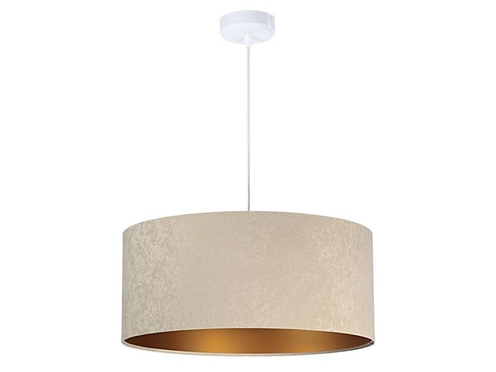 Welurowy abażur Nigella - beżowa lampa wisząca do salonu, sypialni (kolekcja - Standard, 1xE27) ręcznie robiona Tkanina Tworzywo sztuczne Lampa z abażurem Styl Nowoczesny Metal Pomieszczenie Sypialnia
