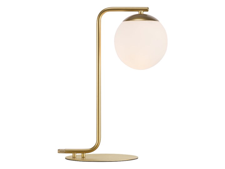 SELSEY Lampa stołowa Grant złoty Lampa z kloszem Wysokość 41 cm Szkło Drewno Metal Pomieszczenie Sypialnia