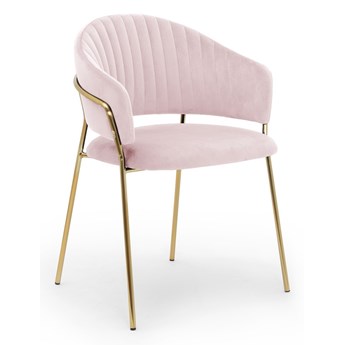 Krzesło LAYLA różowe / noga złota