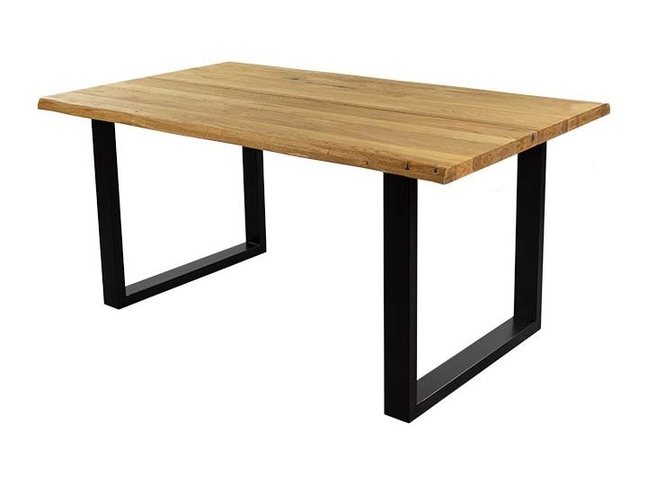 SELSEY Stół rozkładany Lemucto z blatem powiększającym dąb olejowany 160-260x95 cm Stal Wysokość 76 cm Drewno Średnica