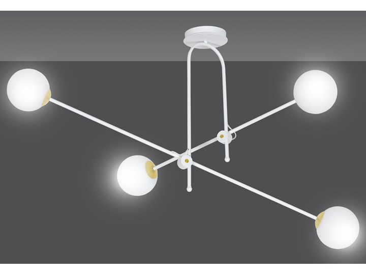 DIARF 4 WHITE GOLD 1013/4 lampa sufitowa plafon regulacja biała złota DESIGN Lampa z kloszem Metal Szkło Kolor Biały