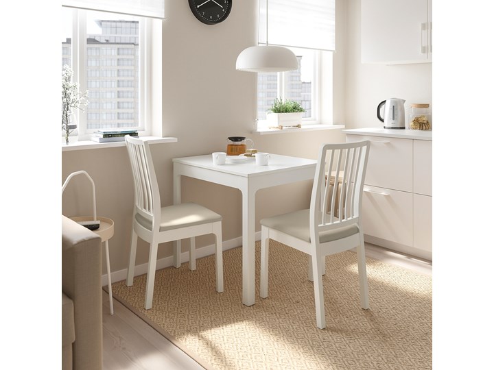 IKEA EKEDALEN / EKEDALEN Stół i 2 krzesła, biały/Hakebo beżowy, 80/120 cm Pomieszczenie Jadalnia