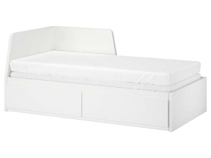 IKEA FLEKKE Leżanka z 2 szufladami, 2 materace, biały/Ågotnes twardy, 80x200 cm Drewno Łóżko drewniane Liczba miejsc Jednoosobowe