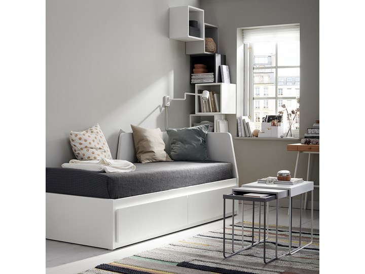 IKEA FLEKKE Leżanka z 2 szufladami, 2 materace, biały/Ågotnes twardy, 80x200 cm Liczba miejsc Dwuosobowe Kategoria Łóżka dla dzieci