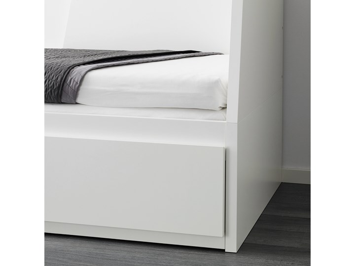 IKEA FLEKKE Leżanka z 2 szufladami, 2 materace, biały/Ågotnes twardy, 80x200 cm Drewno Łóżko drewniane Pojemnik na pościel Z pojemnikiem Liczba miejsc Dwuosobowe