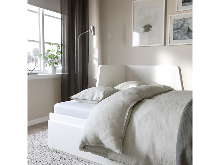 IKEA FLEKKE Leżanka z 2 szufladami, 2 materace, biały/Ågotnes twardy, 80x200 cm Łóżko drewniane Rozmiar materaca 160x200 cm Drewno Styl Skandynawski