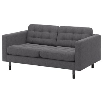 IKEA LANDSKRONA Sofa 2-osobowa, Gunnared ciemnoszary/drewno/czarny, Szerokość: 164 cm
