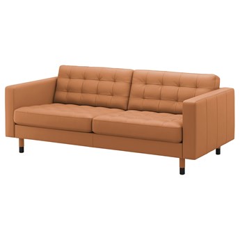 IKEA LANDSKRONA Sofa 3-osobowa, Grann/Bomstad złoto-brązowy/drewno/czarny, Szerokość: 204 cm
