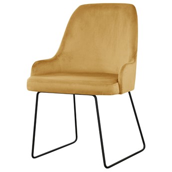 SELSEY Krzesło tapicerowane Tropose na metalowych płozach miodowe