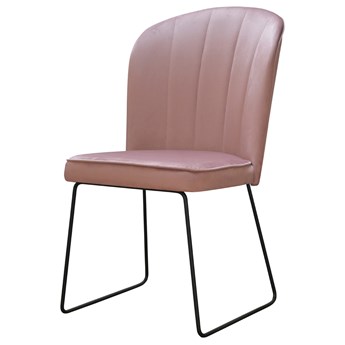 SELSEY Krzesło tapicerowane Suselly na metalowych płozach różowe