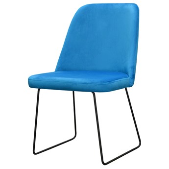 SELSEY Krzesło tapicerowane Livegard na metalowych płozach błękitne
