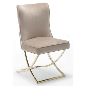 Krzesło w stylu Glamour Y-2009G ciemny beż welur / złote nogi