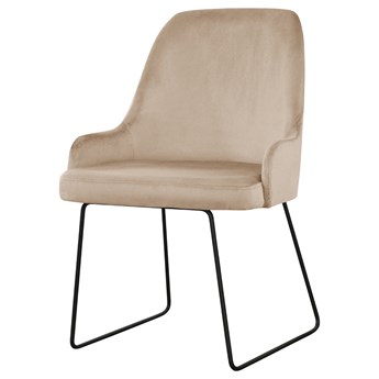 SELSEY Krzesło tapicerowane Tropose na metalowych płozach beżowe