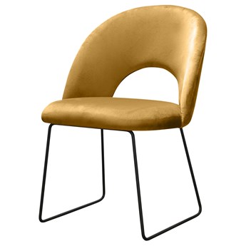 SELSEY Krzesło tapicerowane Hooduce na metalowych płozach miodowe