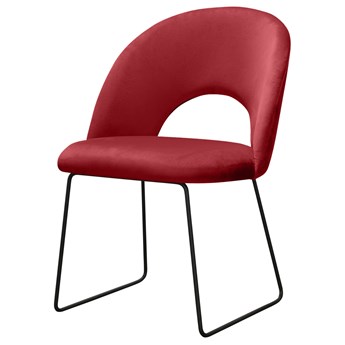 SELSEY Krzesło tapicerowane Hooduce na metalowych płozach czerwone