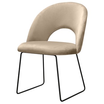 SELSEY Krzesło tapicerowane Hooduce na metalowych płozach beżowe