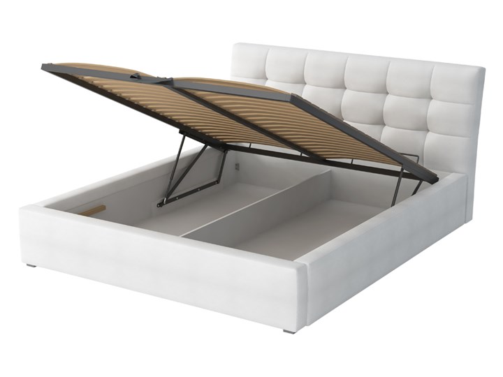 SELSEY Łóżko tapicerowane Nabbe z pojemnikiem z pojemnikiem Tkanina Ekoskóra Metal Łóżko pikowane Rozmiar materaca 160x200 cm