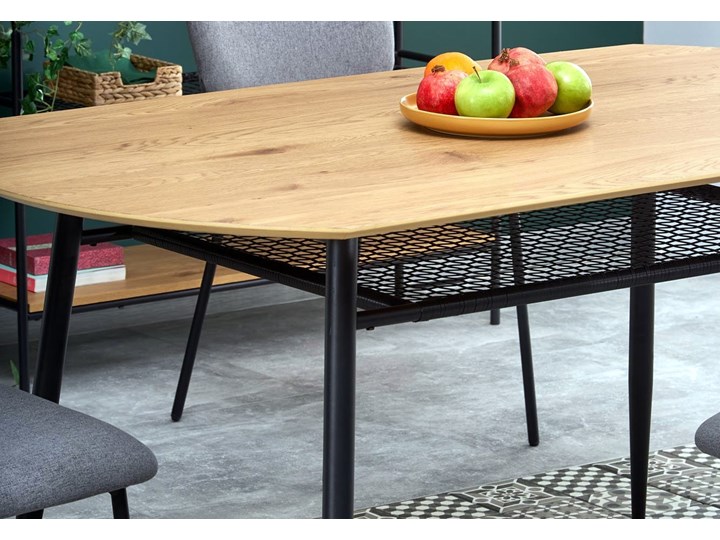 Loftowy stół nierozkładany z półką Jackson Drewno Szerokość 160 cm Płyta MDF Wysokość 77 cm Pomieszczenie Stoły do jadalni Metal Stal Szerokość 90 cm Długość 160 cm Kolor Beżowy