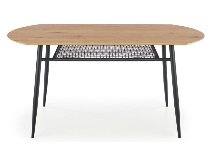 Loftowy stół nierozkładany z półką Jackson Wysokość 77 cm Metal Drewno Szerokość 160 cm Długość 160 cm Szerokość 90 cm Płyta MDF Kolor Beżowy Stal Kształt blatu Owalny