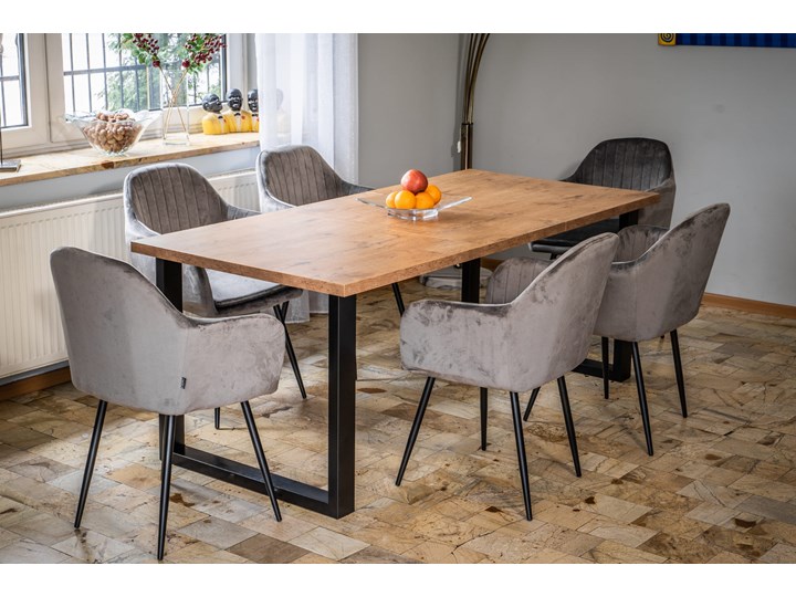 Stół do jadalni rozkładany FIORD 120/160x80 Dąb Wysokość 75 cm Drewno Długość 80 cm Szerokość 160 cm Długość 120 cm Metal Długość 160 cm Szerokość 80 cm Kategoria Stoły kuchenne