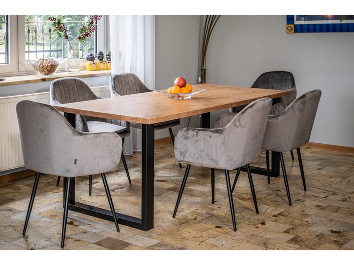 Stół do jadalni rozkładany FIORD 120/160x80 Dąb Metal Długość 80 cm Szerokość 80 cm Szerokość 160 cm Styl Industrialny Drewno Długość 160 cm Wysokość 75 cm Długość 120 cm Pomieszczenie Stoły do jadalni