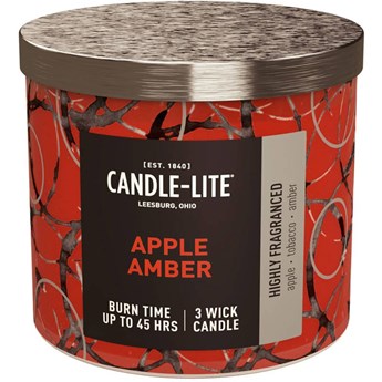 Candle-lite Everyday duża świeca zapachowa w szkle 3 knoty 14 oz 396 g - Apple Amber