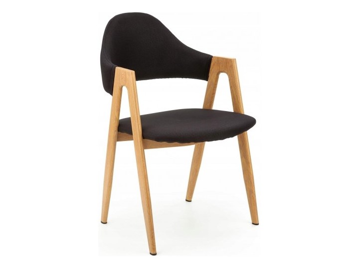 Krzesło Tapicerowane K344 Czarne Loft do Jadalni Krzesło inspirowane Tkanina Stal Drewno Metal Z podłokietnikiem Pomieszczenie Salon