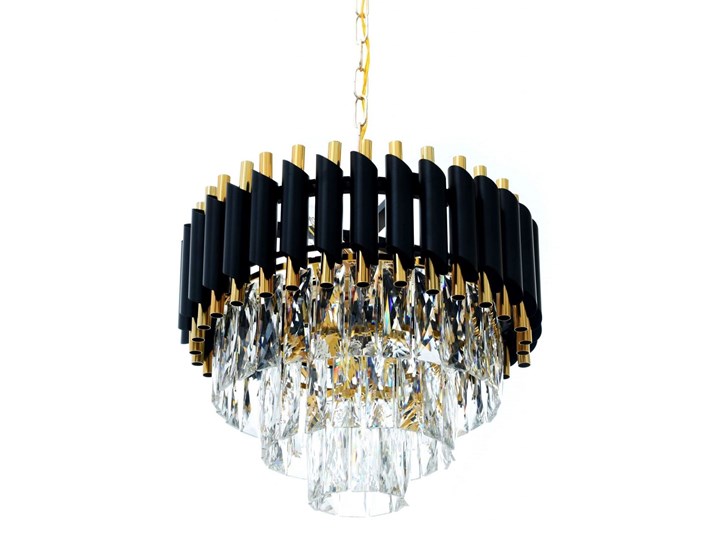 LAMPA WISZĄCA ŻYRANDOL KRYSZTAŁOWY CZARNO-ZŁOTY MAZINI D40 LUMINA DECO Mosiądz Ilość źródeł światła 6 źródeł Lampa z kryształkami Metal Pomieszczenie Salon