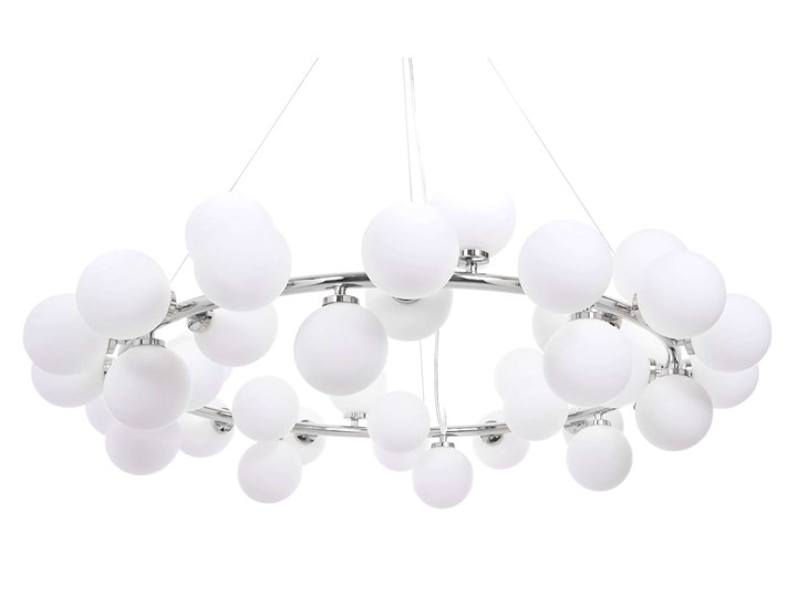 NOWOCZESNA LAMPA WISZĄCA CHROMOWANA MARSIADA W40 LUMINA DECO Lampa z abażurem Szkło Stal Lampa z kloszem Metal Pomieszczenie Salon Kolor Biały