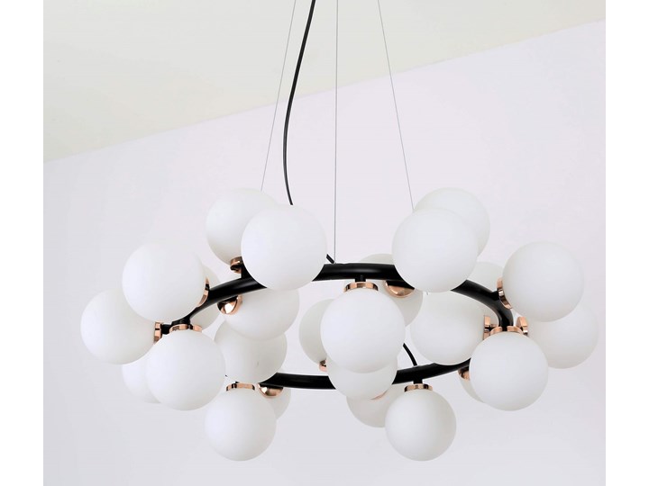 NOWOCZESNA LAMPA WISZĄCA CZARNO-ZŁOTA MARSIADA W25 LUMINA DECO Metal Lampa z abażurem Kolor Biały Szkło Lampa z kloszem Pomieszczenie Salon