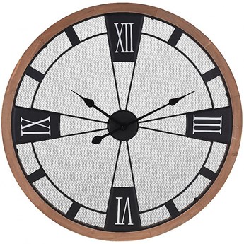 Duży, zegar metalowy, ścienny, czarny, z drewnianą ramą, loft, 70 cm kod: O-569023