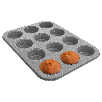 Forma do pieczenia muffinek, na muffinki, babeczki, granitowa, GRANDE, na 12 szt, 35x26 cm kod: O-120016