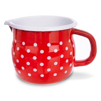 Kubek emaliowany, retro, 0,8 l, czerwony w grochy kod: O-113136