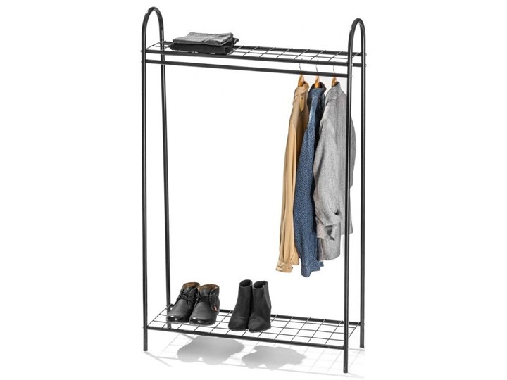 Metalowy wieszak na ubrania, czarny stojak podłogowy, garderoba, loft kod: O-879004