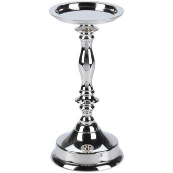 Świecznik srebrny, wysoki połysk, błyszczący, stojak, podstawka GLAMOUR na świecę świeczkę 21,5 cm kod: O-139032