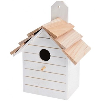 Budka lęgowa dla ptaków, drewniana, ozdobna, domek, biały kod: O-449001-B