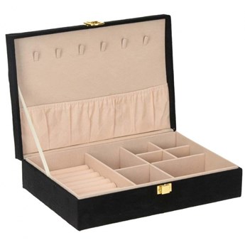 Czarne pudełko na biżuterię, zamykany organizer na zegarki, szkatułka, kuferek, etui kod: O-569118