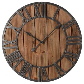Drewniany zegar ścienny, rzymski, na ścianę, loft, retro, duży, 60 cm kod: O-569125