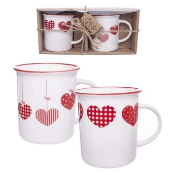 Kubek porcelanowy, zestaw kubków z uchem do kawy, herbaty, dekor, na prezent, 2 sztuki, 350 ml kod: O-127243