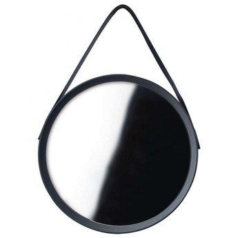 Lustro okrągłe na pasku, 52 cm, czarne z paskiem, loft kod: O-510103
