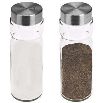 Przyprawnik szklany, solniczka + pieprzniczka, zestaw do przypraw, soli i pieprzu kod: O-152335
